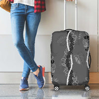 Hawaii Maile Lei Luggage Cover With Gray Monstera Pattern LT05 - Polynesian Pride