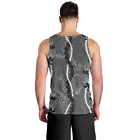 Hawaii Maile Lei Men Tank Top With Gray Monstera Pattern LT05 - Polynesian Pride