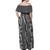 Hawaii Maile Lei Off Shoulder Maxi Dress With Gray Monstera Pattern