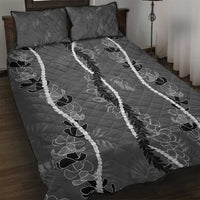 Hawaii Maile Lei Quilt Bed Set With Gray Monstera Pattern LT05 Gray - Polynesian Pride