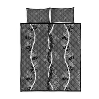 Hawaii Maile Lei Quilt Bed Set With Gray Monstera Pattern LT05 - Polynesian Pride
