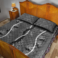 Hawaii Maile Lei Quilt Bed Set With Gray Monstera Pattern LT05 - Polynesian Pride