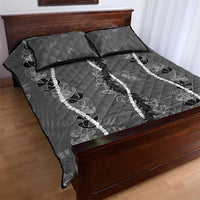 Hawaii Maile Lei Quilt Bed Set With Gray Monstera Pattern LT05 - Polynesian Pride
