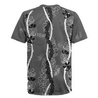 Hawaii Maile Lei Rugby Jersey With Gray Monstera Pattern LT05 - Polynesian Pride