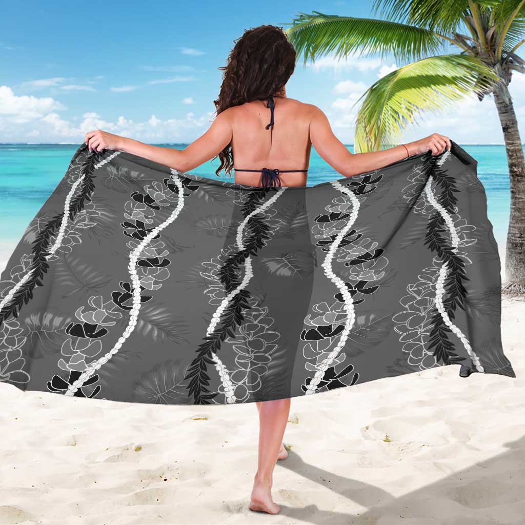 Hawaii Maile Lei Sarong With Gray Monstera Pattern LT05 - Polynesian Pride
