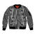 Hawaii Maile Lei Sleeve Zip Bomber Jacket With Gray Monstera Pattern