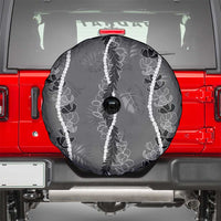 Hawaii Maile Lei Spare Tire Cover With Gray Monstera Pattern LT05 - Polynesian Pride