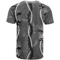 Hawaii Maile Lei T Shirt With Gray Monstera Pattern LT05 - Polynesian Pride