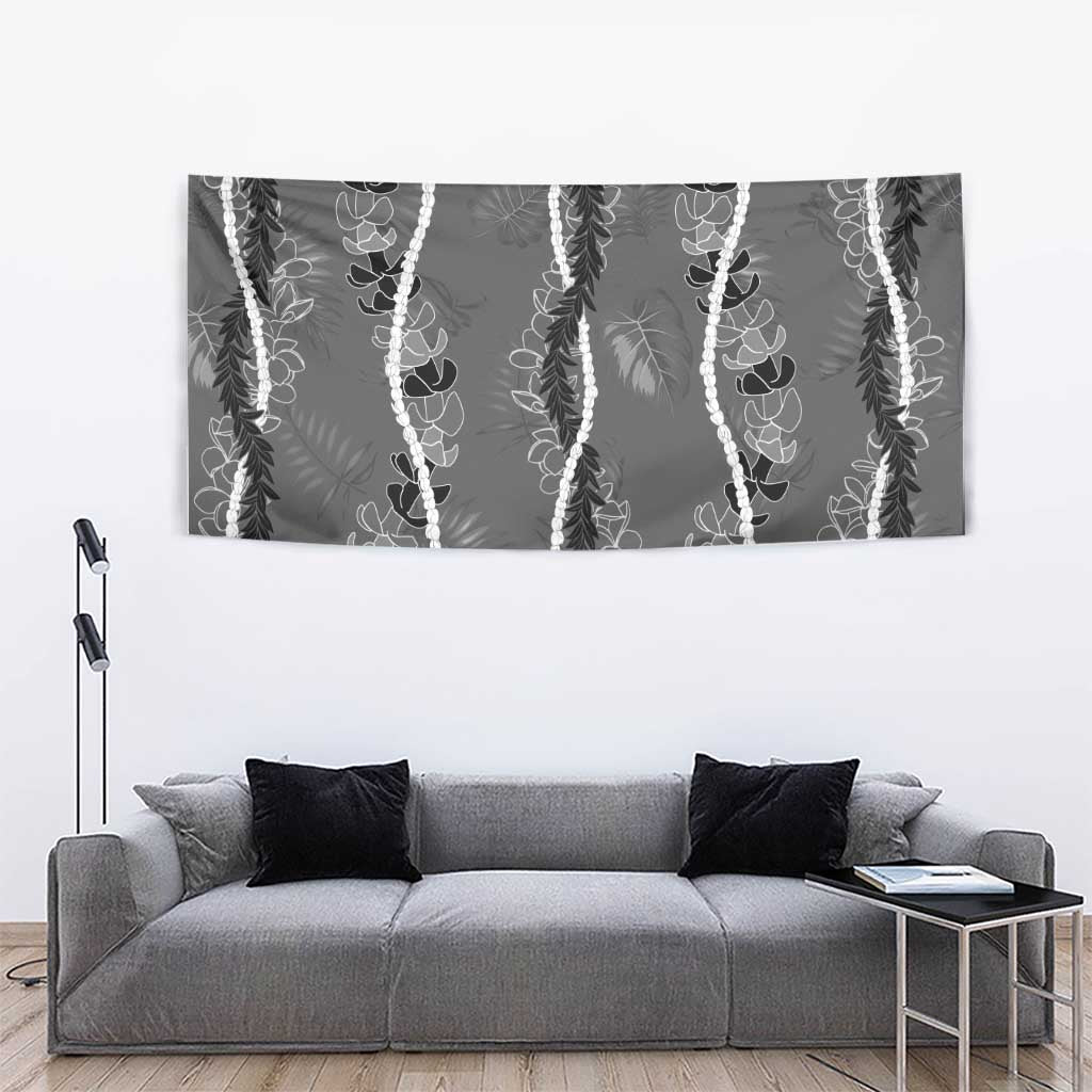 Hawaii Maile Lei Tapestry With Gray Monstera Pattern LT05 - Polynesian Pride