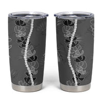 Hawaii Maile Lei Tumbler Cup With Gray Monstera Pattern LT05 Gray - Polynesian Pride
