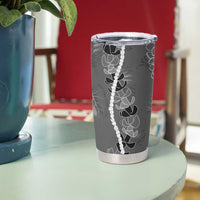 Hawaii Maile Lei Tumbler Cup With Gray Monstera Pattern LT05 - Polynesian Pride
