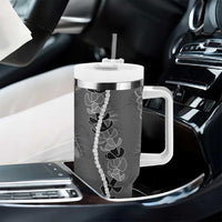 Hawaii Maile Lei Tumbler With Handle With Gray Monstera Pattern LT05 - Polynesian Pride