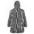 Hawaii Maile Lei Wearable Blanket Hoodie With Gray Monstera Pattern