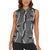 Hawaii Maile Lei Women Sleeveless Polo Shirt With Gray Monstera Pattern