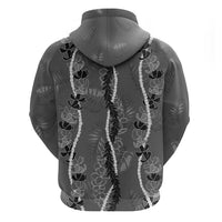 Hawaii Maile Lei Zip Hoodie With Gray Monstera Pattern LT05 - Polynesian Pride