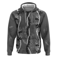 Hawaii Maile Lei Zip Hoodie With Gray Monstera Pattern LT05 Pullover Hoodie Gray - Polynesian Pride
