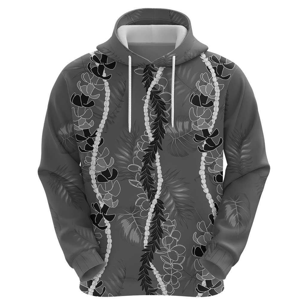 Hawaii Maile Lei Zip Hoodie With Gray Monstera Pattern LT05 - Polynesian Pride