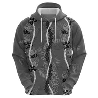 Hawaii Maile Lei Zip Hoodie With Gray Monstera Pattern LT05 - Polynesian Pride