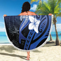 Polynesia Hammerhead Shark Beach Blanket Blue Tribal Pattern With Plumeria LT05 - Polynesian Pride