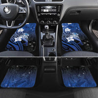 Polynesia Hammerhead Shark Car Mats Blue Tribal Pattern With Plumeria LT05 Set 4pcs Blue - Polynesian Pride