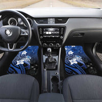 Polynesia Hammerhead Shark Car Mats Blue Tribal Pattern With Plumeria LT05 Set 2pcs - Front Blue - Polynesian Pride
