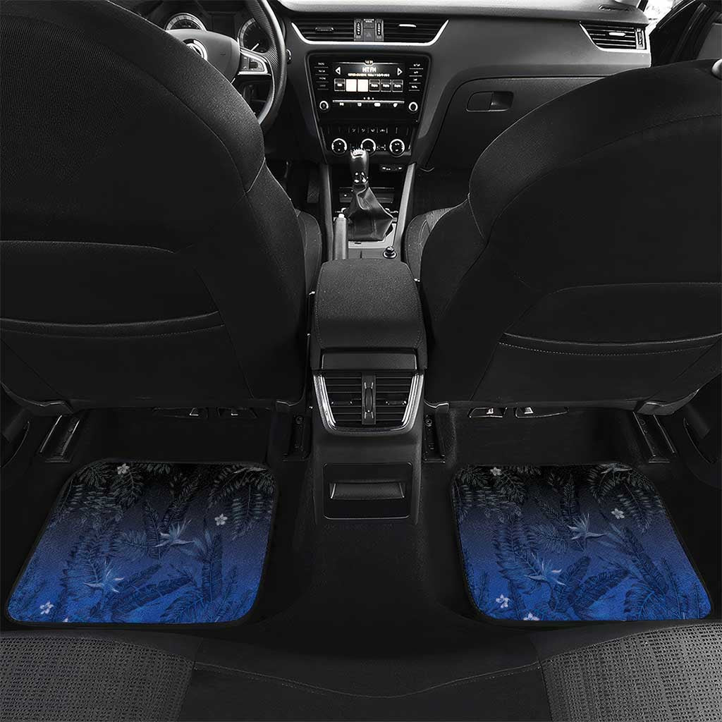 Polynesia Hammerhead Shark Car Mats Blue Tribal Pattern With Plumeria LT05 Set 2pcs - Back Blue - Polynesian Pride
