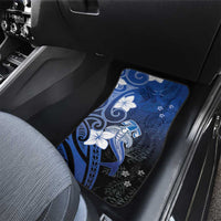 Polynesia Hammerhead Shark Car Mats Blue Tribal Pattern With Plumeria LT05 - Polynesian Pride