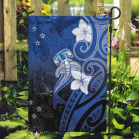 Polynesia Hammerhead Shark Garden Flag Blue Tribal Pattern With Plumeria LT05 Garden Flag Blue - Polynesian Pride