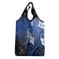 Polynesia Hammerhead Shark Grocery Bag Blue Tribal Pattern With Plumeria LT05 - Polynesian Pride
