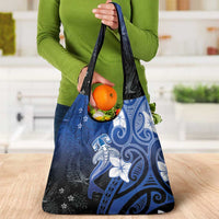 Polynesia Hammerhead Shark Grocery Bag Blue Tribal Pattern With Plumeria LT05 - Polynesian Pride