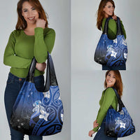 Polynesia Hammerhead Shark Grocery Bag Blue Tribal Pattern With Plumeria LT05 - Polynesian Pride