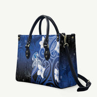 Polynesia Hammerhead Shark Leather Bag Blue Tribal Pattern With Plumeria LT05 Blue - Polynesian Pride