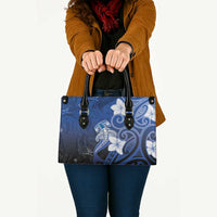 Polynesia Hammerhead Shark Leather Bag Blue Tribal Pattern With Plumeria LT05 - Polynesian Pride