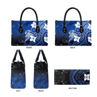 Polynesia Hammerhead Shark Leather Bag Blue Tribal Pattern With Plumeria LT05 - Polynesian Pride