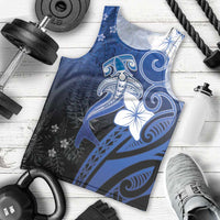 Polynesia Hammerhead Shark Men Tank Top Blue Tribal Pattern With Plumeria LT05 - Polynesian Pride