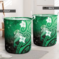 Polynesia Hammerhead Shark Laundry Basket Green Tribal Pattern With Plumeria LT05 - Polynesian Pride