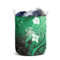 Polynesia Hammerhead Shark Laundry Basket Green Tribal Pattern With Plumeria LT05 - Polynesian Pride