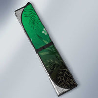 Polynesia Hammerhead Shark Auto Sun Shade Green Tribal Pattern With Plumeria LT05 - Polynesian Pride