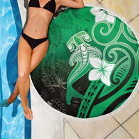 Polynesia Hammerhead Shark Beach Blanket Green Tribal Pattern With Plumeria LT05 - Polynesian Pride