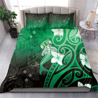 Polynesia Hammerhead Shark Bedding Set Green Tribal Pattern With Plumeria LT05 - Polynesian Pride