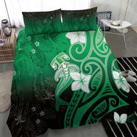 Polynesia Hammerhead Shark Bedding Set Green Tribal Pattern With Plumeria LT05 - Polynesian Pride