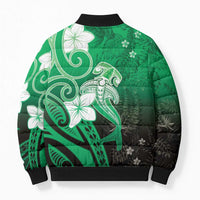 Polynesia Hammerhead Shark Bomber Puffer Jacket Green Tribal Pattern With Plumeria LT05 - Polynesian Pride