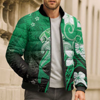 Polynesia Hammerhead Shark Bomber Puffer Jacket Green Tribal Pattern With Plumeria LT05 - Polynesian Pride