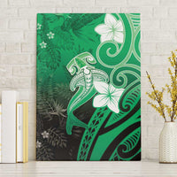 Polynesia Hammerhead Shark Canvas Wall Art Green Tribal Pattern With Plumeria LT05 Without Frame Green - Polynesian Pride