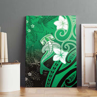 Polynesia Hammerhead Shark Canvas Wall Art Green Tribal Pattern With Plumeria LT05 - Polynesian Pride