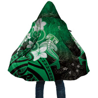 Polynesia Hammerhead Shark Cloak Green Tribal Pattern With Plumeria LT05 Unisex Green - Polynesian Pride
