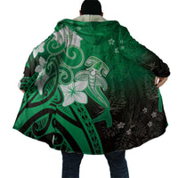 Polynesia Hammerhead Shark Cloak Green Tribal Pattern With Plumeria LT05 - Polynesian Pride