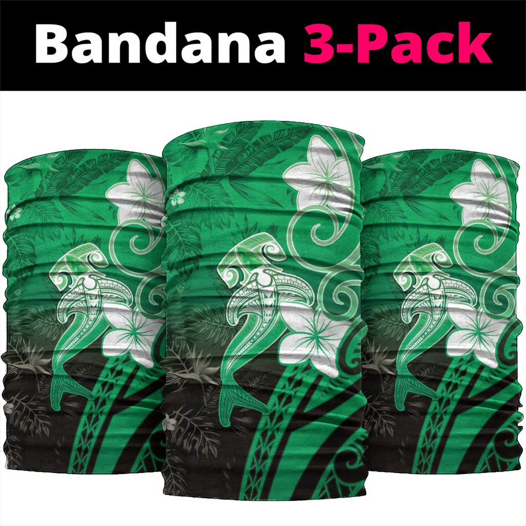 Polynesia Hammerhead Shark Neck Gaiter Green Tribal Pattern With Plumeria LT05 package One Size: 25*50cm Green - Polynesian Pride