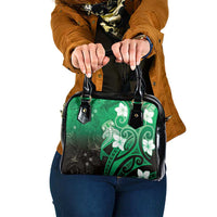Polynesia Hammerhead Shark Shoulder Handbag Green Tribal Pattern With Plumeria LT05 One Size Green - Polynesian Pride