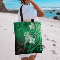 Polynesia Hammerhead Shark Tote Bag Green Tribal Pattern With Plumeria LT05 - Polynesian Pride